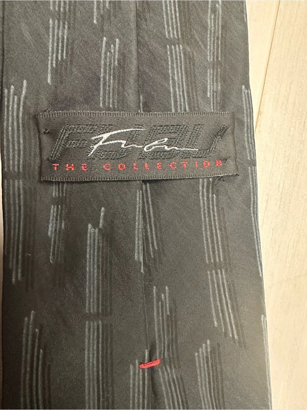 FUBU Black Tie with Gray Stripe Pattern